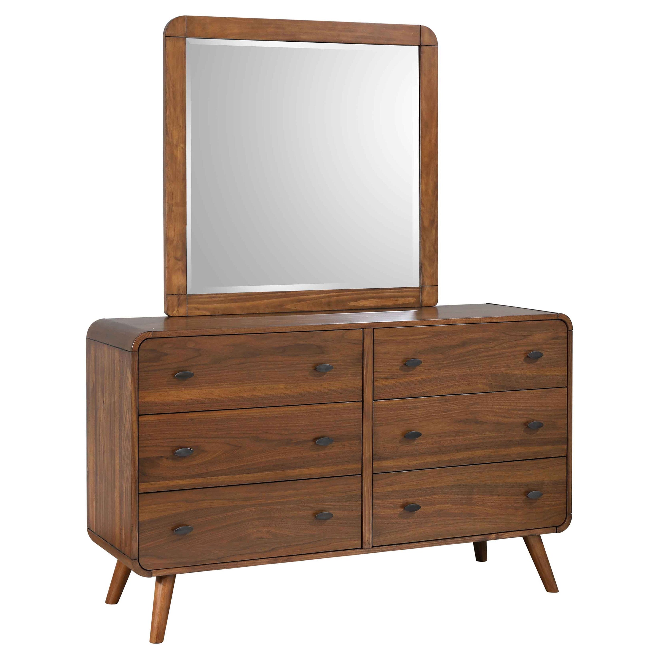 Robyn 6-drawer Dresser with Mirror Dark Walnut  Furniture Sellers
