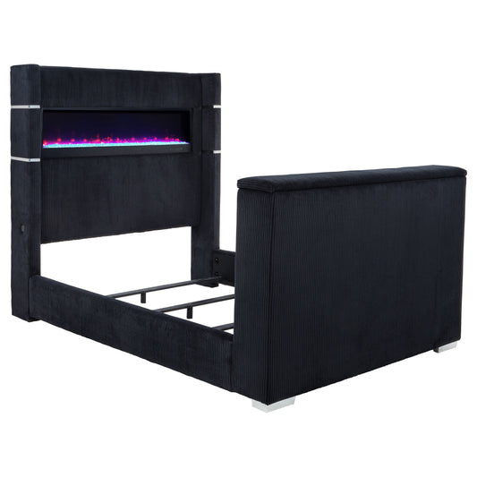 Tisdall Queen Flame Visualizer Wingback TV Bed Black