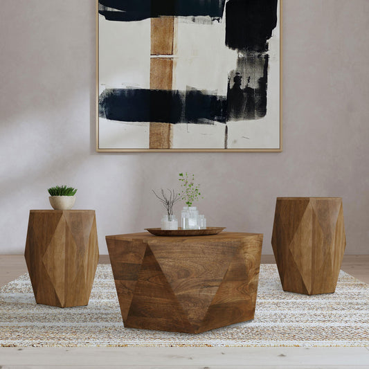 Zalika 3-piece Solid Wood Coffee and End Table Set Natural