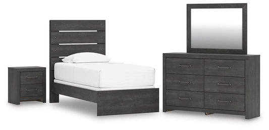 Hollivern Twin Panel Bed, Dresser, Mirror and Nightstand
