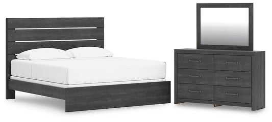 Hollivern King Panel Bed, Dresser and Mirror