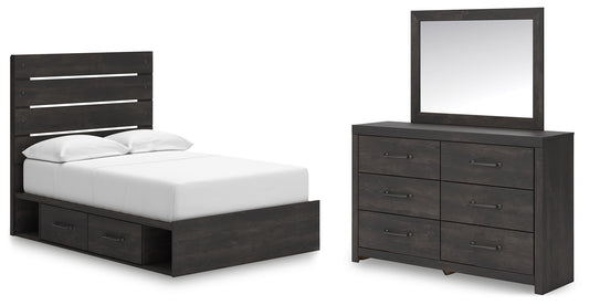 Hollivern Full Panel Storage Bed, Dresser and Mirror