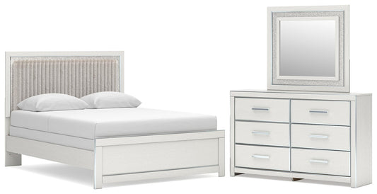 Zuraleus Queen Upholstered Panel Bed, Dresser and Mirror