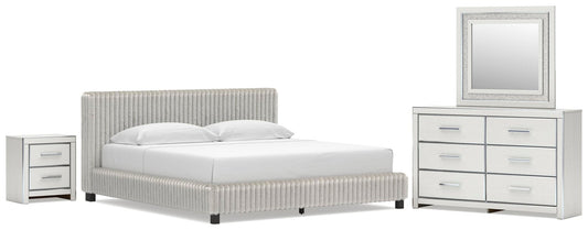 Zuraleus King Upholstered Bed, Dresser, Mirror and Nightstand