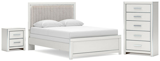 Zuraleus Queen Upholstered Panel Bed, Dresser, Mirror and Nightstand