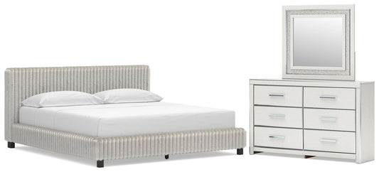 Zuraleus California King Upholstered Bed, Dresser and Mirror