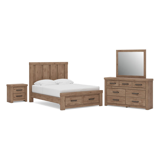 Oliandon Queen Panel Storage Bed. Dresser, Mirror and Nightstand