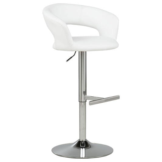 Travia Adjustable Leatherette Swivel Bar Stool White and Chrome