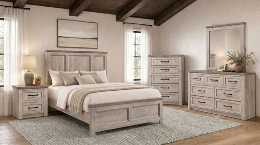 Nevado 5-Piece Eastern King Panel Bedroom Set Grey and Weathered Taupe