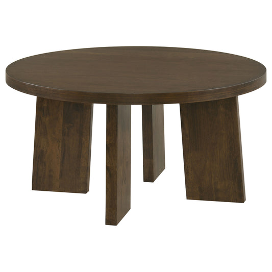 Strouse Contemporary Round Coffee Table in Walnut