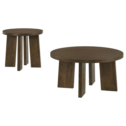 Strouse 2-Piece Round Coffee and End Table Set in Walnut