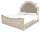 Realyn California King Upholstered Panel Bed with Mirrored Dresser and 2 Nightstands