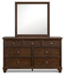 Danabrin King Panel Bed with Mirrored Dresser and 2 Nightstands