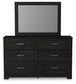 Belachime Twin Panel Bed with Mirrored Dresser, Chest and Nightstand