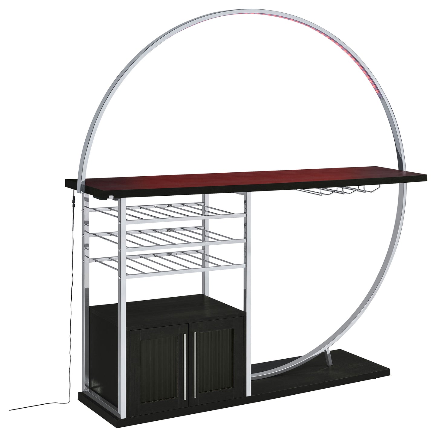 Risley 2-door Circular LED Wine Cabinet Dark Charcoal
