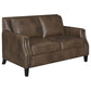 Leaton 2-piece Upholstered Recessed Arm Sofa Set Brown Sugar