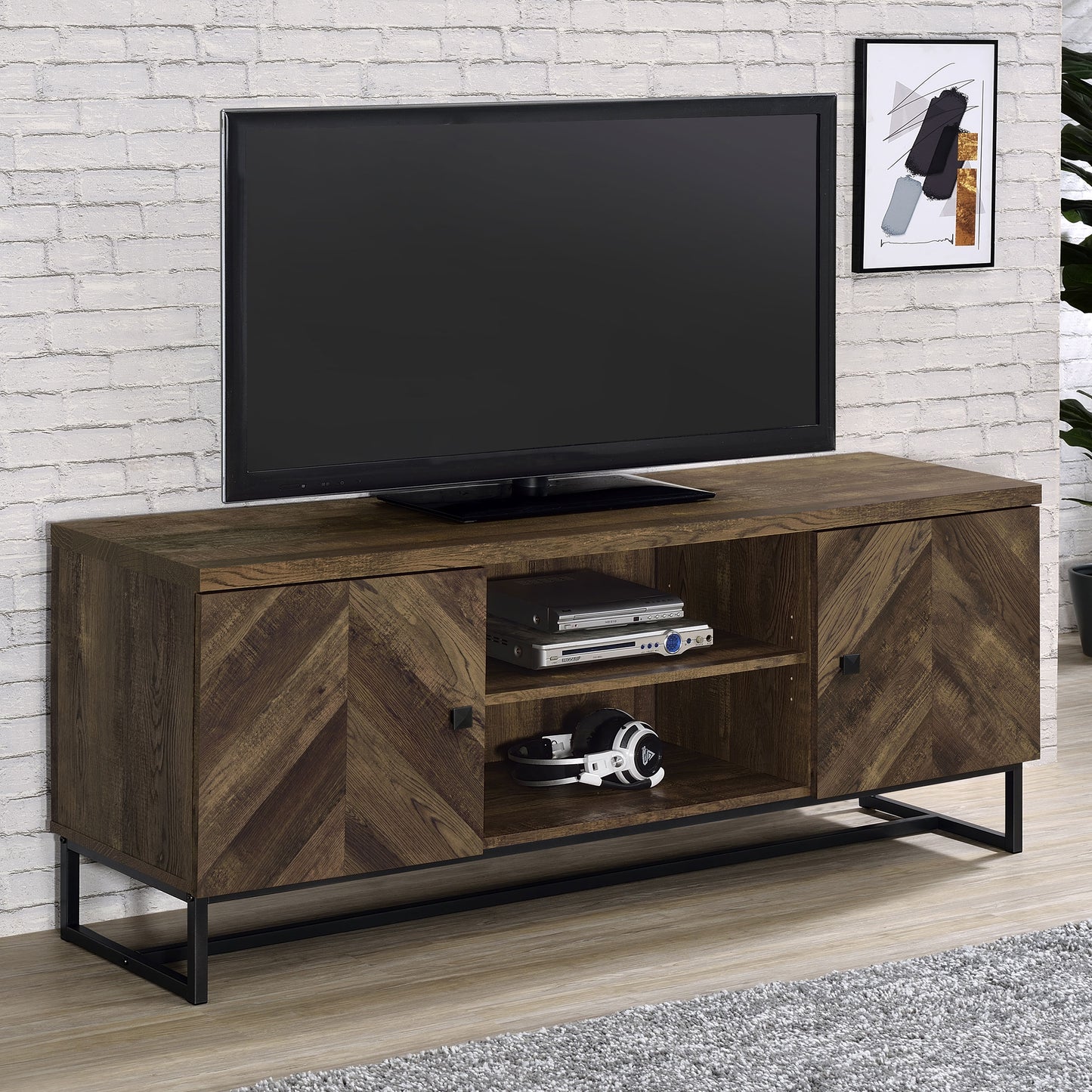Myles 2-door Engineered Wood 60-inch TV Stand Rustic Oak