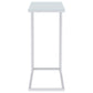 Stella White Glass Top C-Shaped Sofa Side Table Chrome