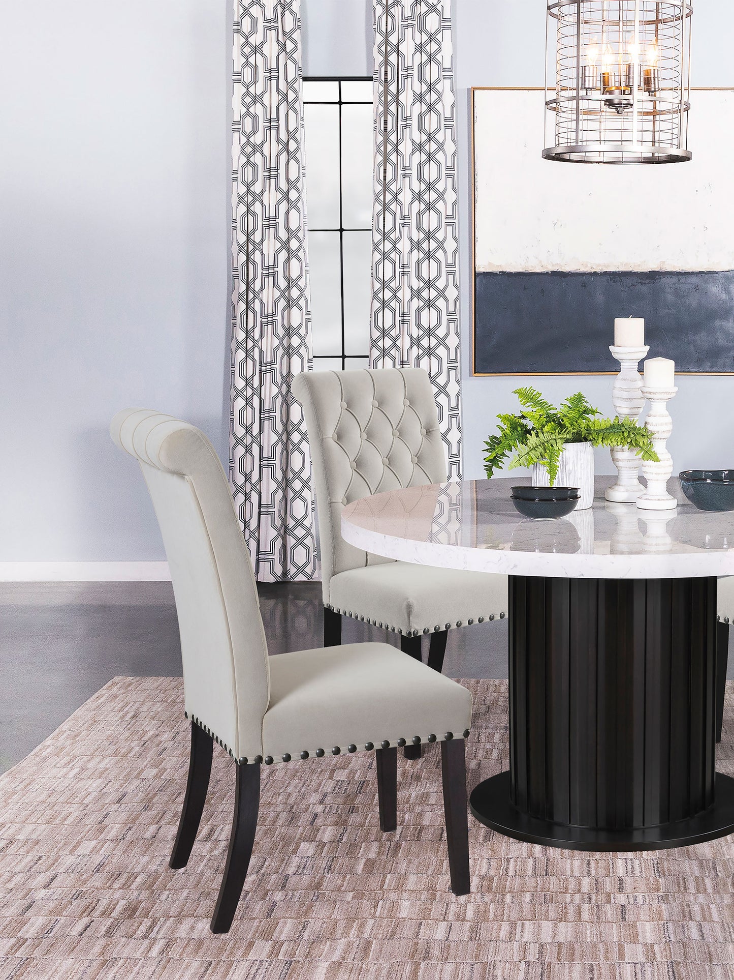 Alana Velvet Upholstered Dining Side Chair Sand (Set of 2)