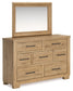 Galliden King Panel Bed with Mirrored Dresser