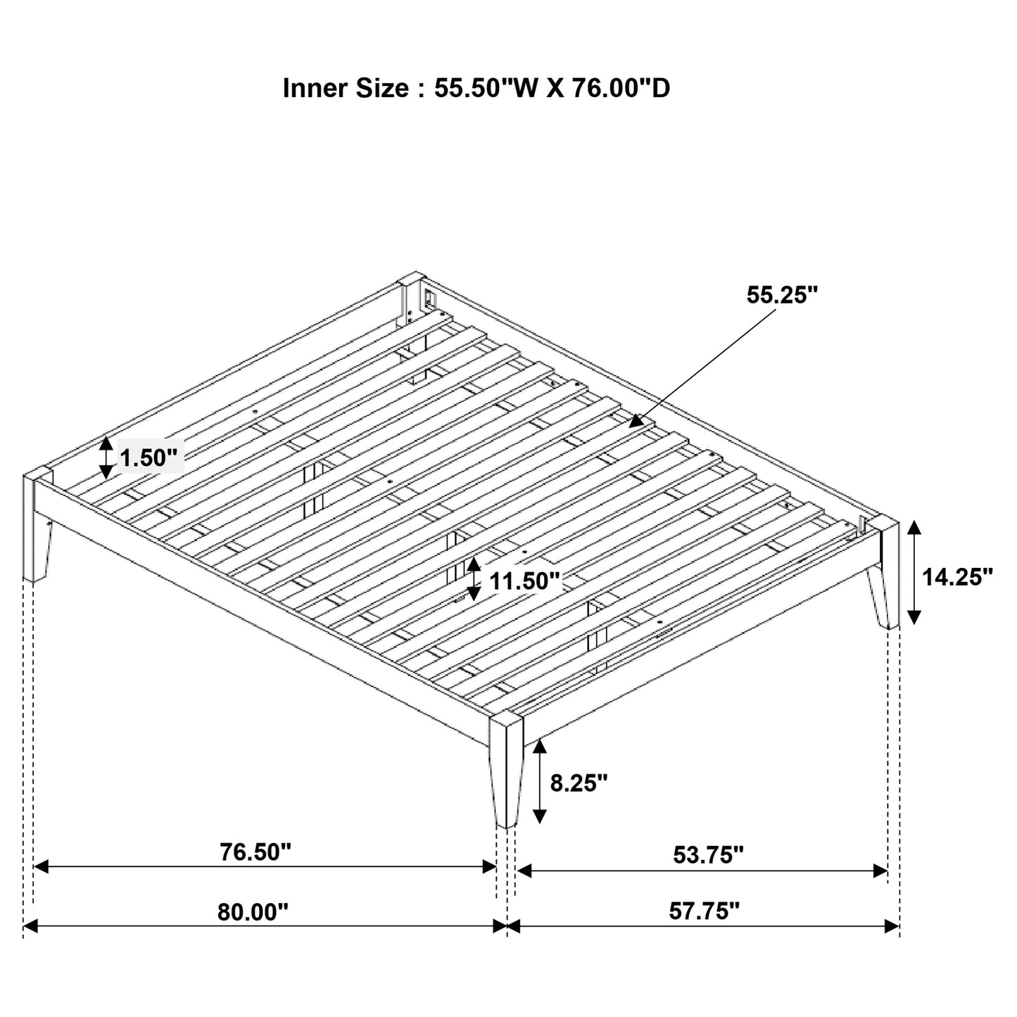 Hounslow Full Universal Platform Bed Cappuccino