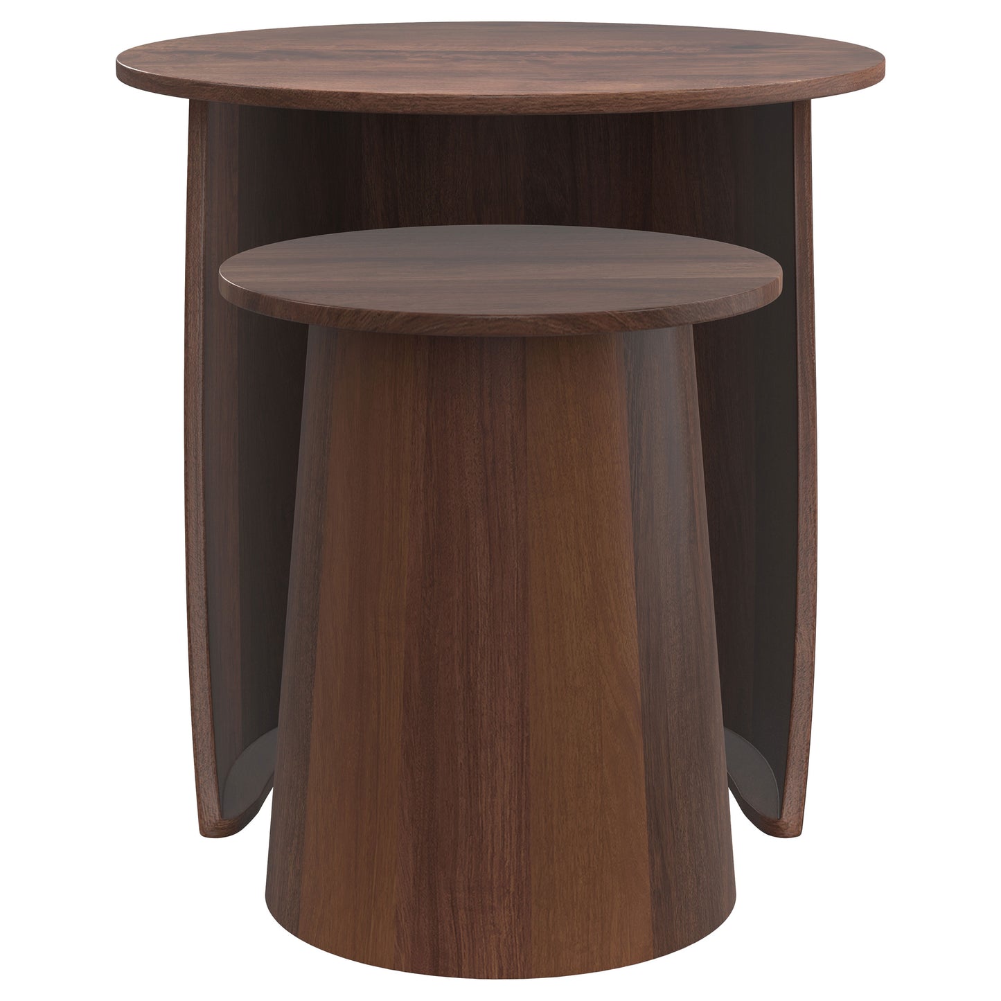 Yency 2-piece Round Mango Wood Nesting Table Set Dark Brown Mango