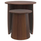 Yency 2-piece Round Mango Wood Nesting Table Set Dark Brown Mango