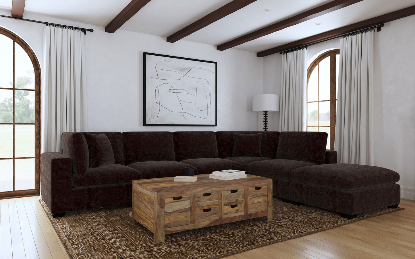 Lakeview 6-piece Upholstered Modular Sectional Chocolate