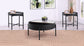 Ozella 3-piece Round Coffee and End Table Set Sandy Black