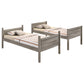 Ryder Wood Twin Over Full Bunk Bed with Mattress Weathered Taupe