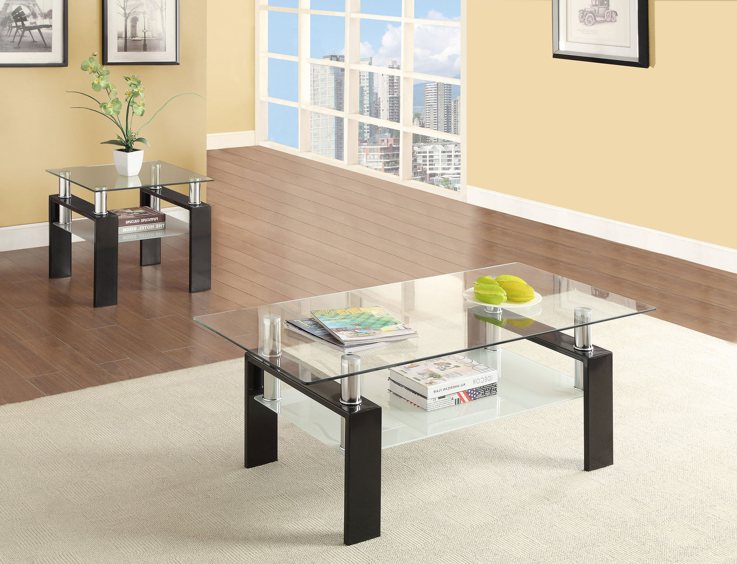 Dyer 2-piece Rectangular Coffee and End Table Set Black