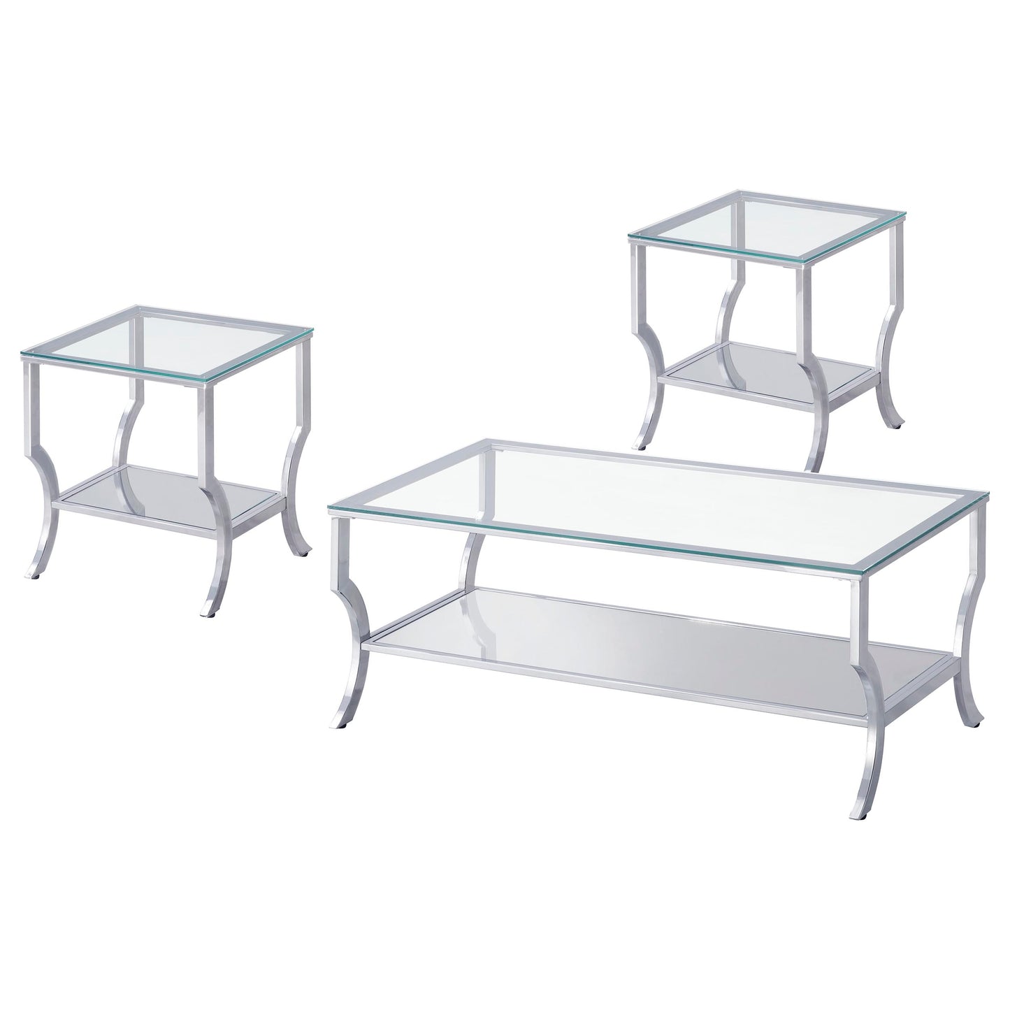 Saide 3-piece Glass Top Coffee and End Table Set Chrome