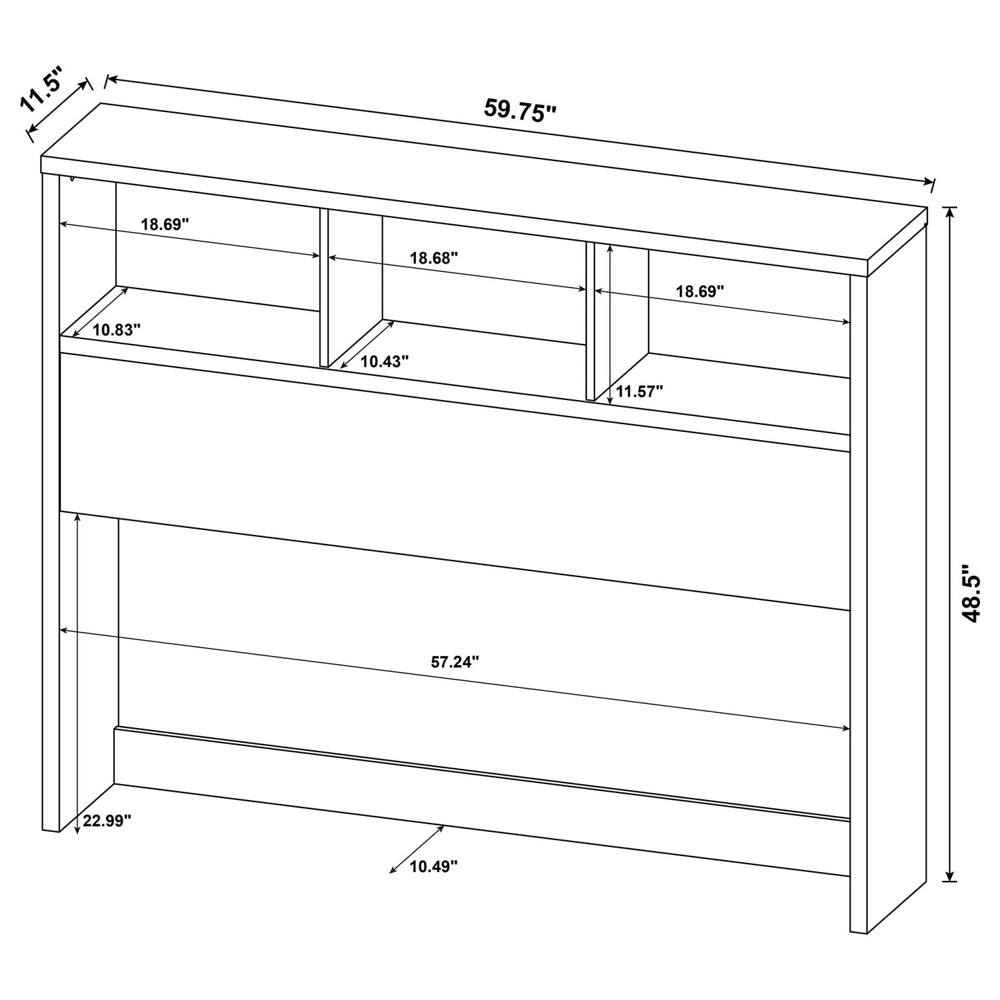 Westpark 3-piece Queen Bedroom Set Bookcase Headboard Pine
