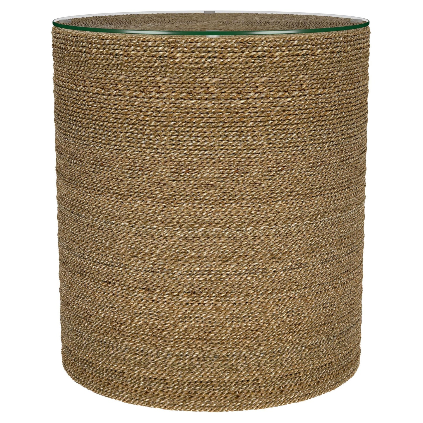 Halden Round Woven Seagrass Accent Side Table Light Brown