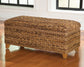 Laughton Hand-Woven Banana Leaf Storage Bench Amber