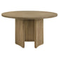 Adina 53-inch Round Wood Dining Table Distressed Light Brown