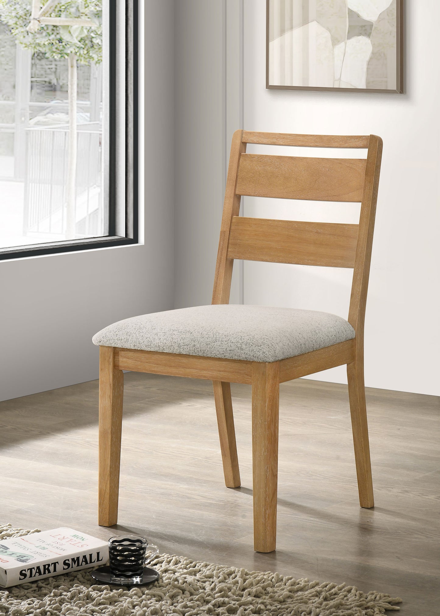 Duncan Ladder Back Dining Side Chair Washed Oak (Set of 2)