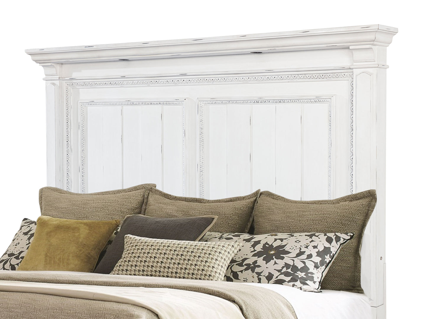 McKinney Queen LED Light Panel Bed Vintage White