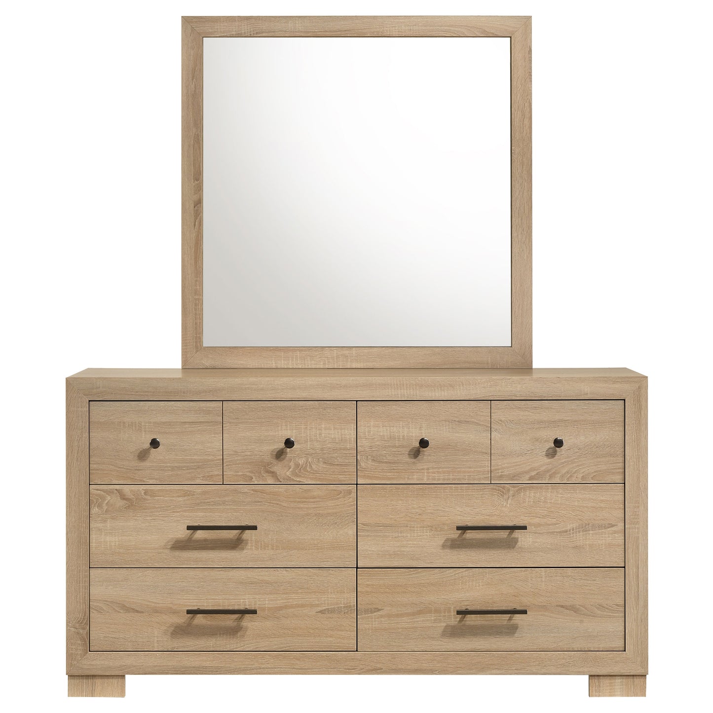 Arielle 6-drawer Bedroom Dresser with Mirror Light Oak