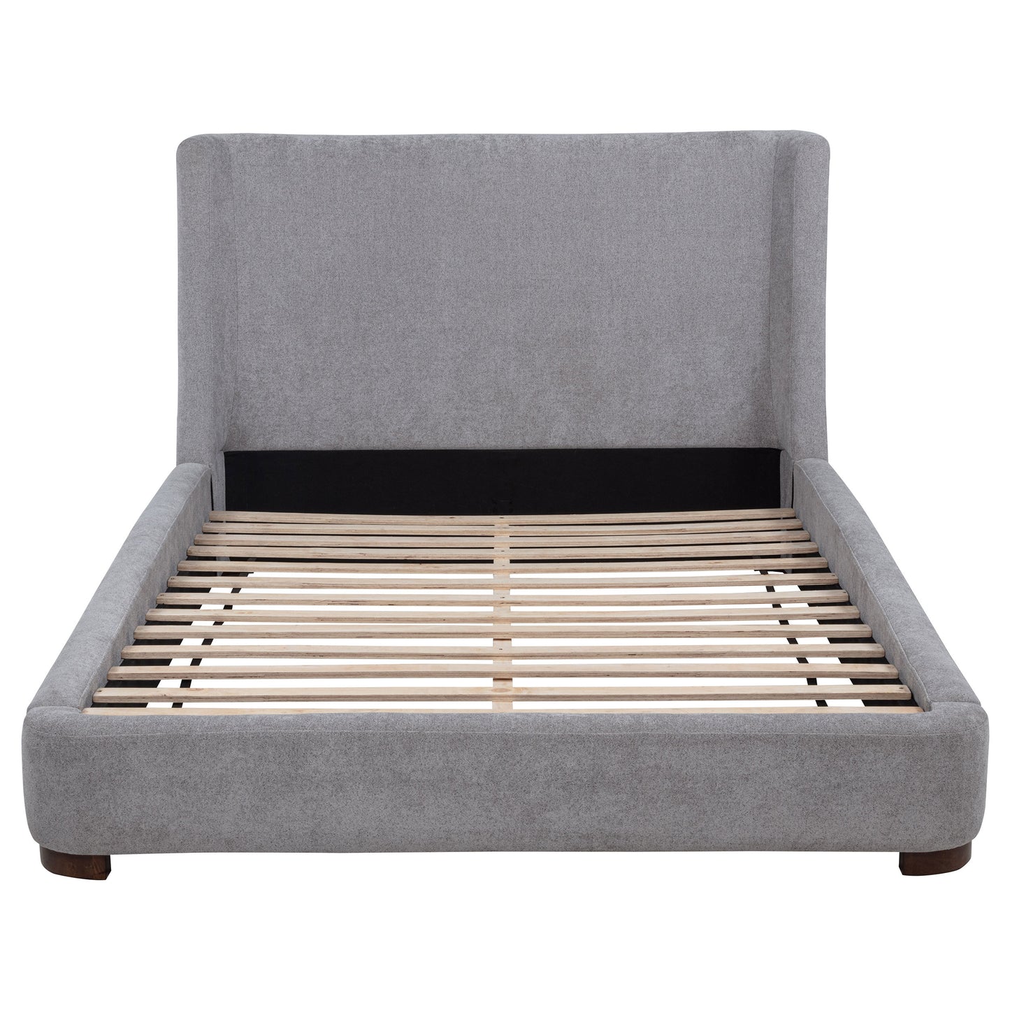 Rennes Upholstered Queen Wingback Platform Bed Grey