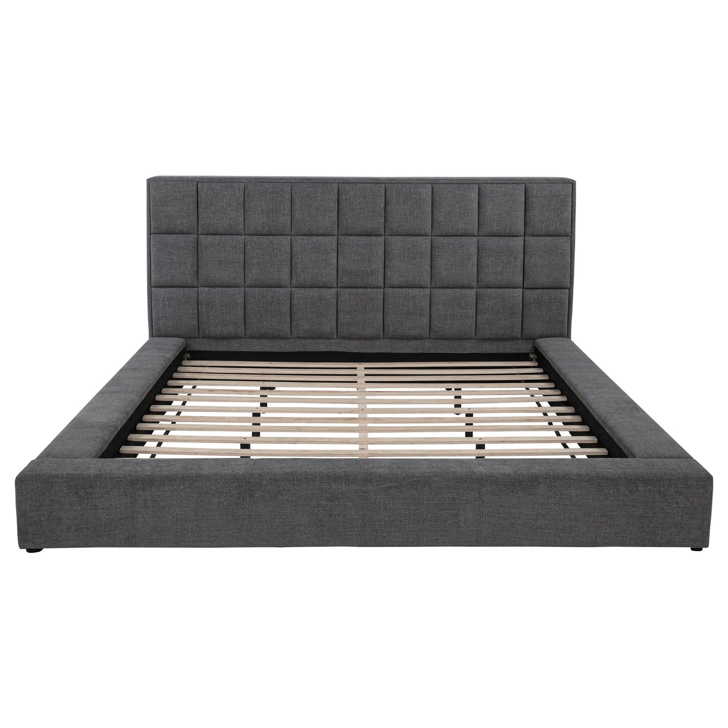 Dreux Upholstered California King Panel Platform Bed Grey