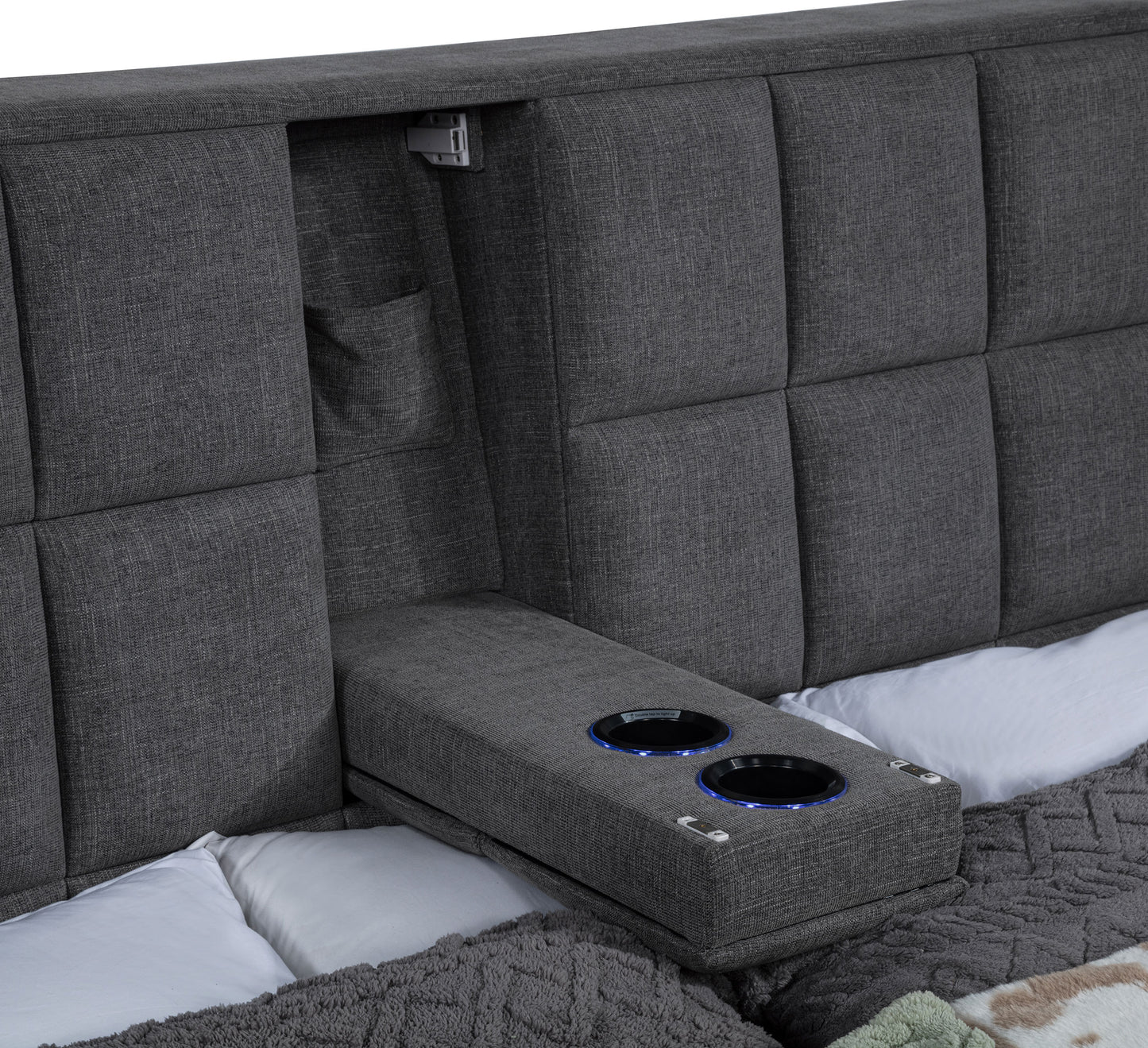 Dreux Upholstered California King Panel Platform Bed Grey