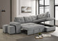 Roanne Fabric Upholstered Sleeper Sectional Sofa Grey