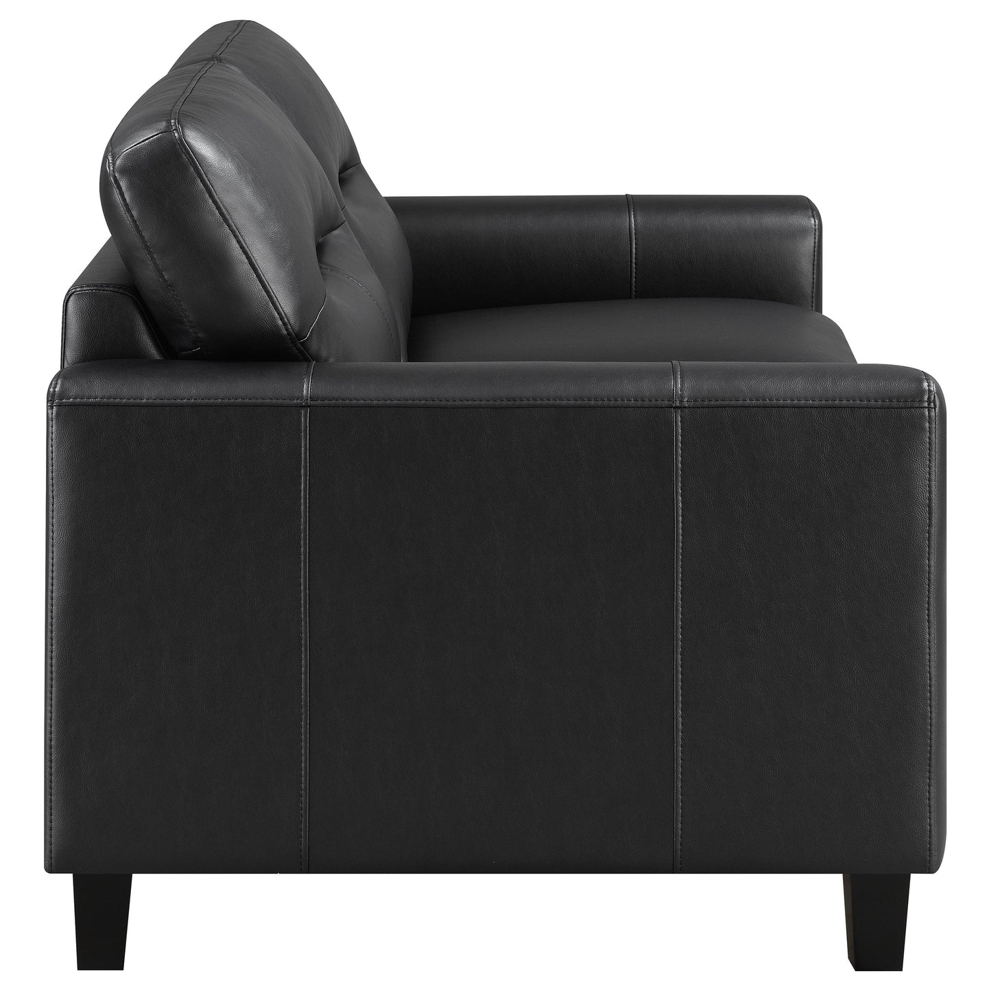 Scotland Faux Leather Upholstered Track Arm Loveseat Black