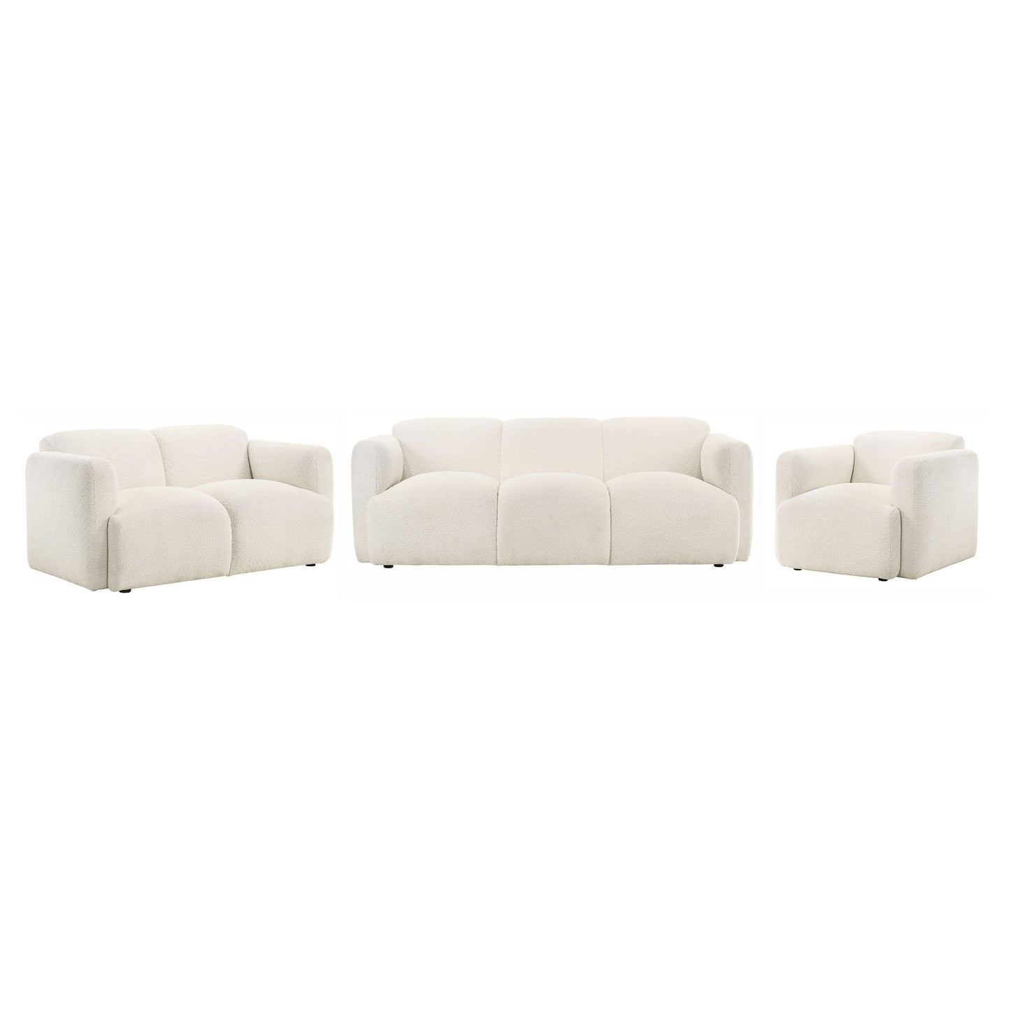 Dorset 3-piece Upholstered Round Track Arm Sofa Set White