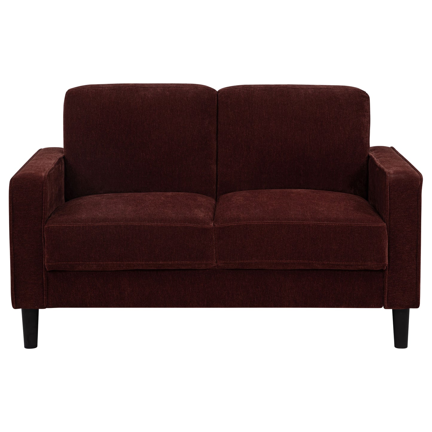 Ruth Fabric Upholstered Track Arm Loveseat Rust Red