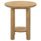 Ottowa Round Wood Side End Table with Shelf Washed Oak