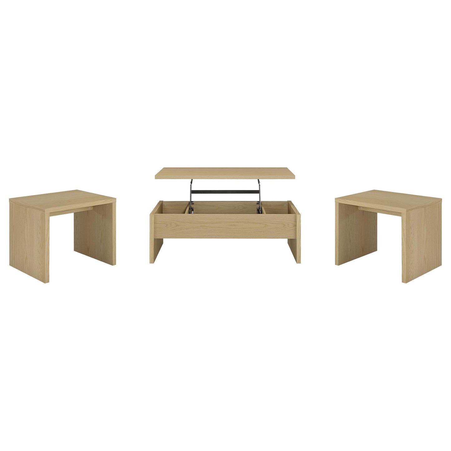 Canoga 3-piece Lift Top Cocktail Coffee Table Set Light Oak
