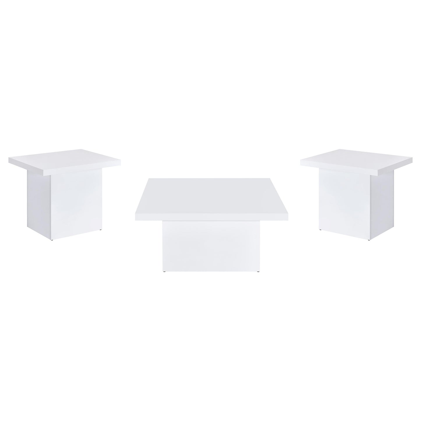 Devar 3-piece Square Coffee End Table Set White High Gloss
