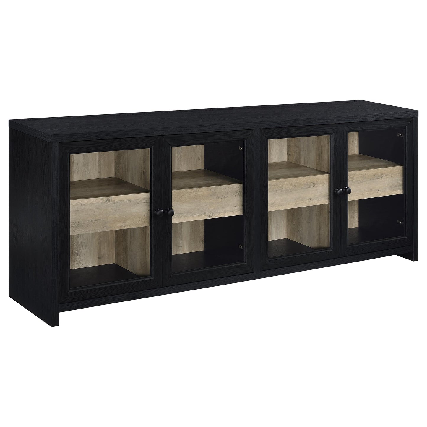 Denison 79-inch 4-door TV Stand Media Console Black